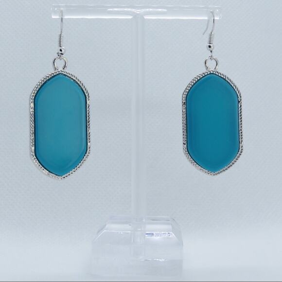 Express Teal Stone Drop Caged Earrings - Picture 3 of 4